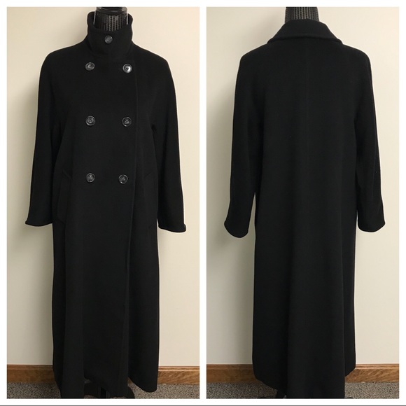 MaxMara Jackets & Blazers - MAX MARA Black Wool Full Length Trench Coat Sz 2